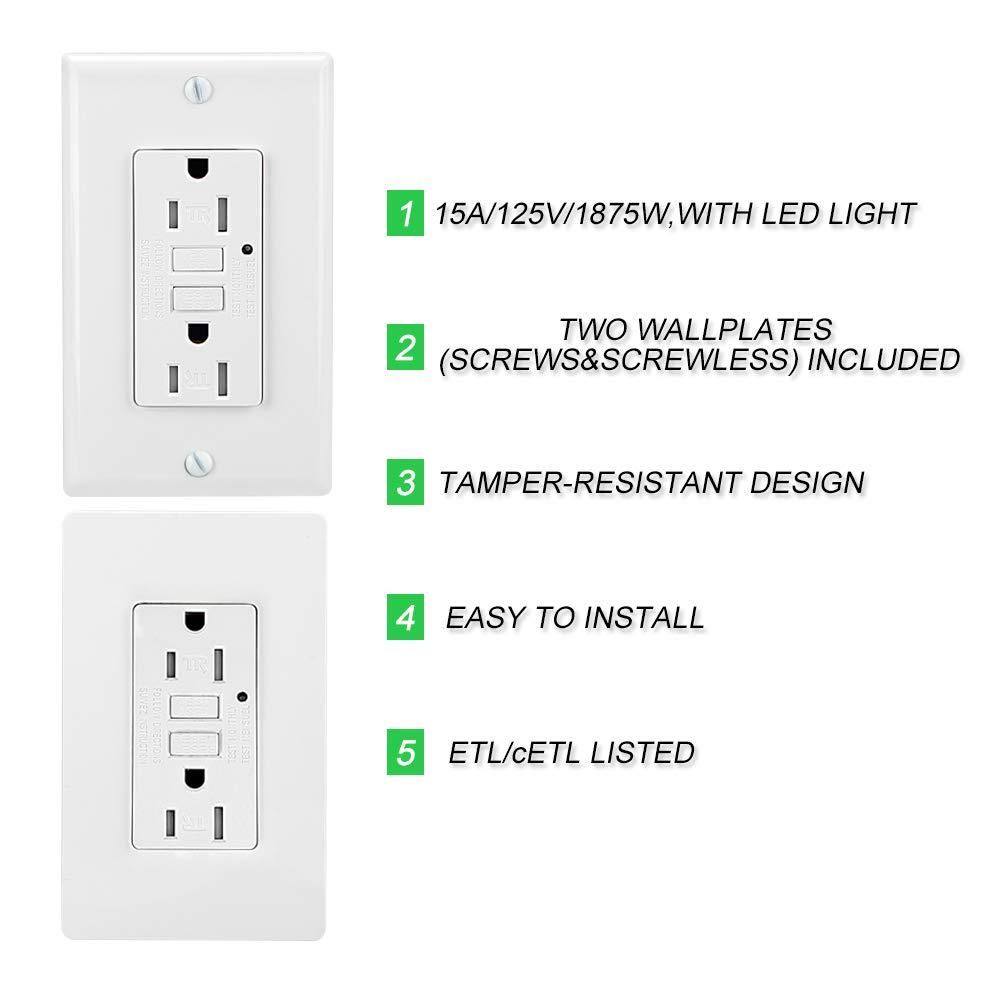 Leviton Smartlockpro Series 15A Self Test Tamper Resistant GFCI Outlet GFTR1-W