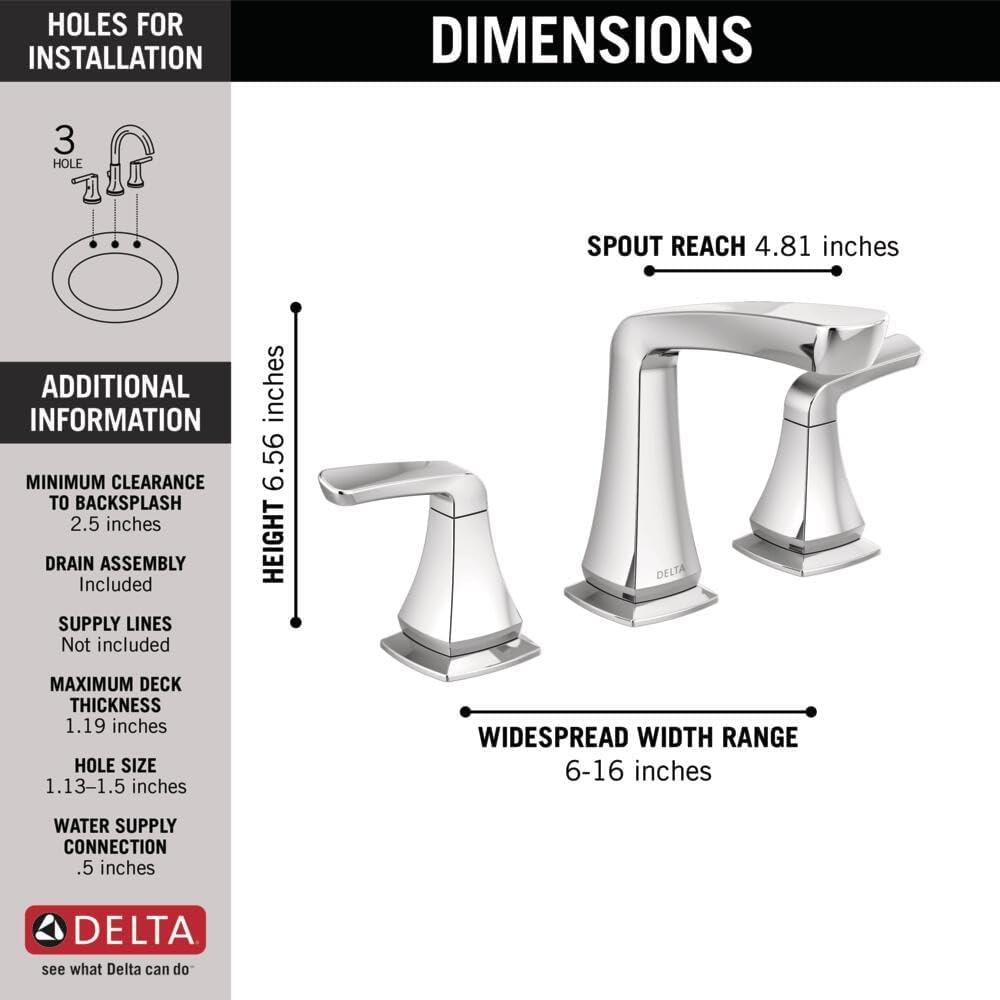 Vesna Widespread Bathroom Faucet 3 Hole, 2-handle Bathroom Sink Faucet with Drain Assembly