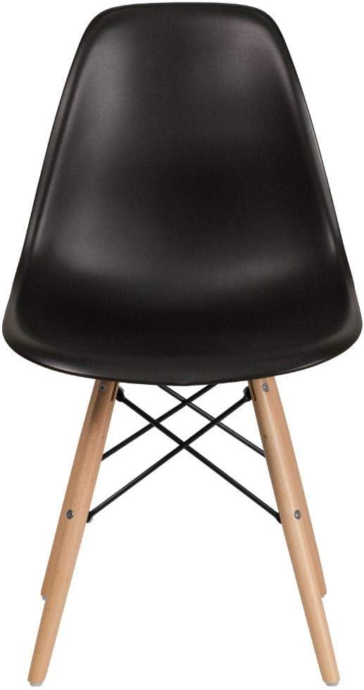 Flash Furniture Elon Series Plastic Chair with Wooden Legs for Versatile Kitchen, Dining Room, Living Room, Library or Desk Use