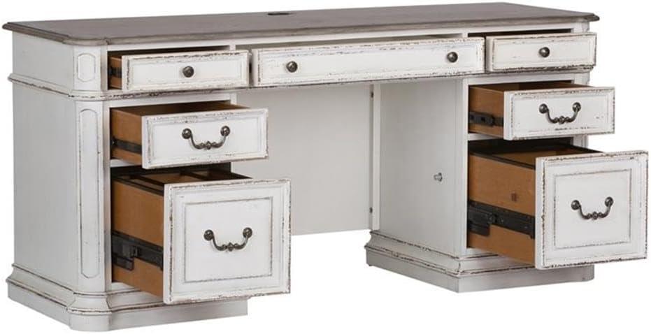 Laurel Foundry Modern Farmhouse® Colchester Credenza Home Office Desk with Built in Outlets