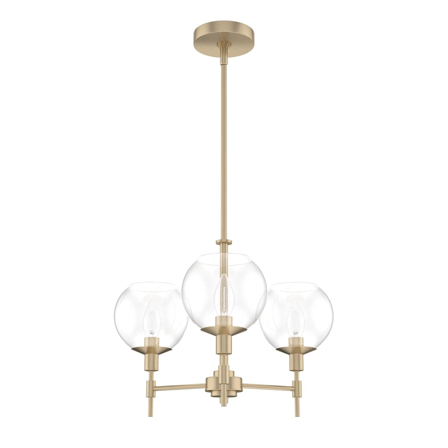 Hunter - Xidane 3-light Alturas Gold, Medium Size Chandelier, Dimmable, Mid Century Modern Style, Candle Shaped, for Bedrooms, Dining, Living Rooms - 19739
