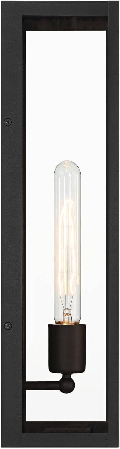 John Timberland Cornell 18" High Modern Box Outdoor Wall Light Fixture Mount Porch House Exterior Outside Edison Bulb Sand Black Clear Glass Shade