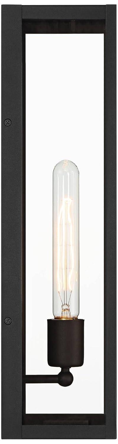 John Timberland Cornell 18" High Modern Box Outdoor Wall Light Fixture Mount Porch House Exterior Outside Edison Bulb Sand Black Clear Glass Shade