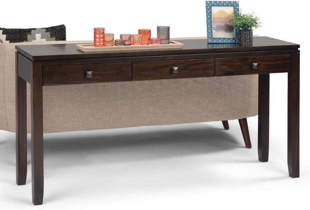 Mahogany Brown Solid Wood Console Table with Storage