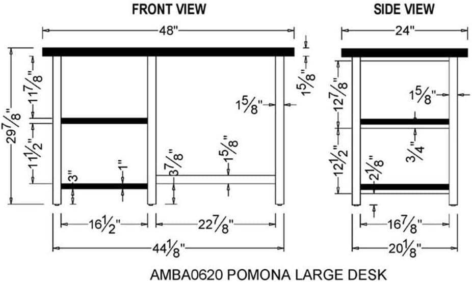 Pomona Writing Desk with Two Shelves Metal and Solid Wood Natural - Alaterre Furniture: Modern Style, Open Storage, Home Office