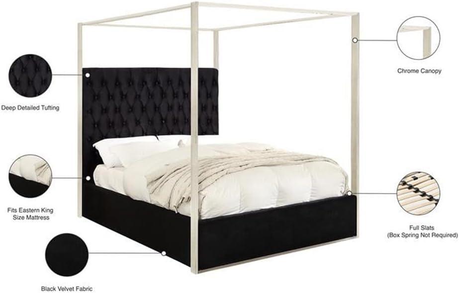Meridian Furniture Porter Tufted Velvet Queen Bed in Black