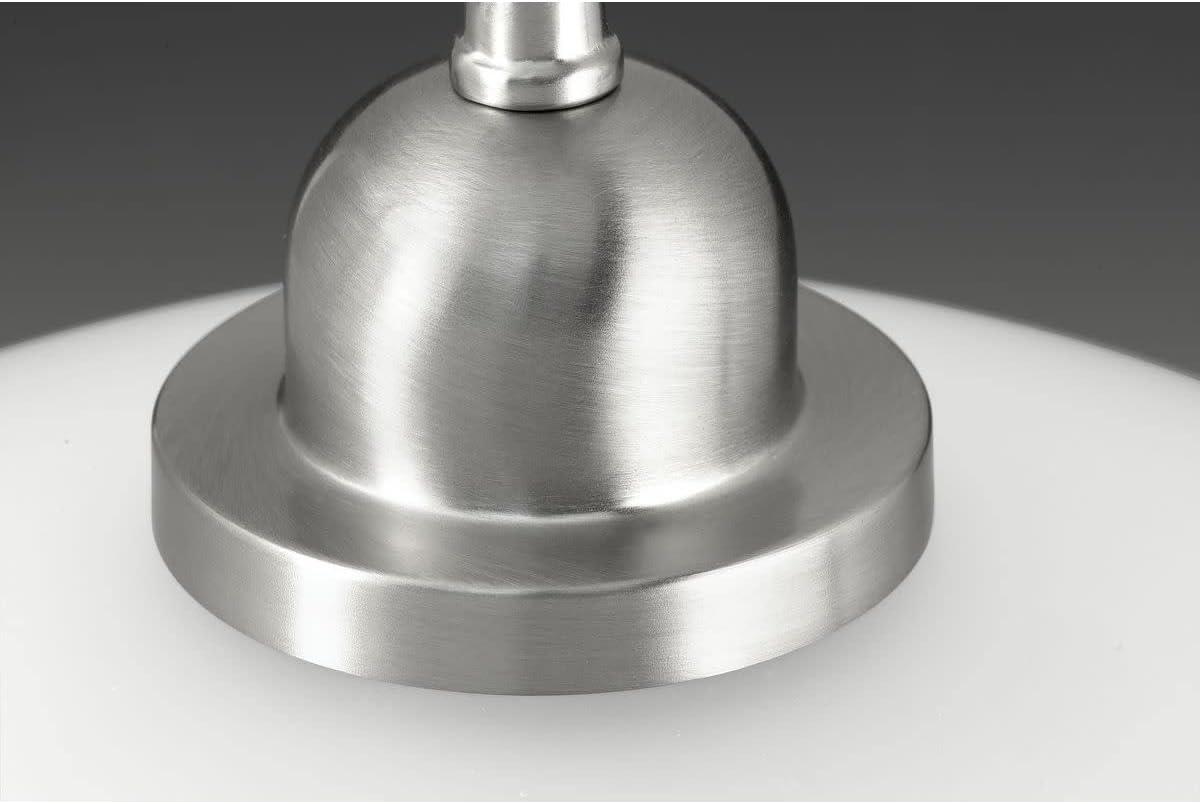 Progress Lighting, Classic Collection, 1-Light Pendant, Brushed Nickel, Etched Glass Shade