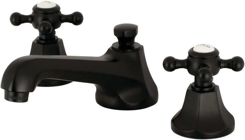 Metropolitan Matte Black 8-Inch Widespread Bathroom Faucet with Brass Pop-Up