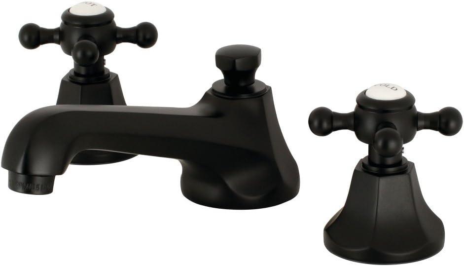 Kingston Brass KS4460BX Kingston Brass Metropolitan Two-Handle 3-Hole Deck Mount Widespread Bathroom Faucet with Brass Pop-Up Drain