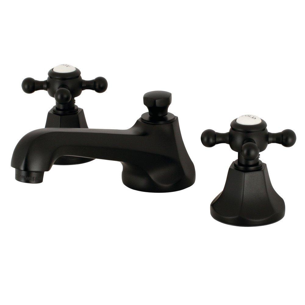 Kingston Brass KS4460BX Kingston Brass Metropolitan Two-Handle 3-Hole Deck Mount Widespread Bathroom Faucet with Brass Pop-Up Drain