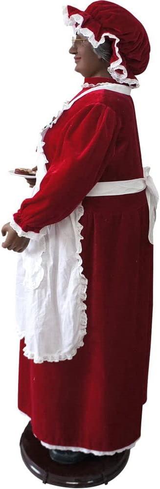 Christmas Time 58-In. African American Dancing Mrs. Claus with Apron and Christmas Cookies | Animated Indoor Holiday Home Decor | CT-MC058-2RD2-AA