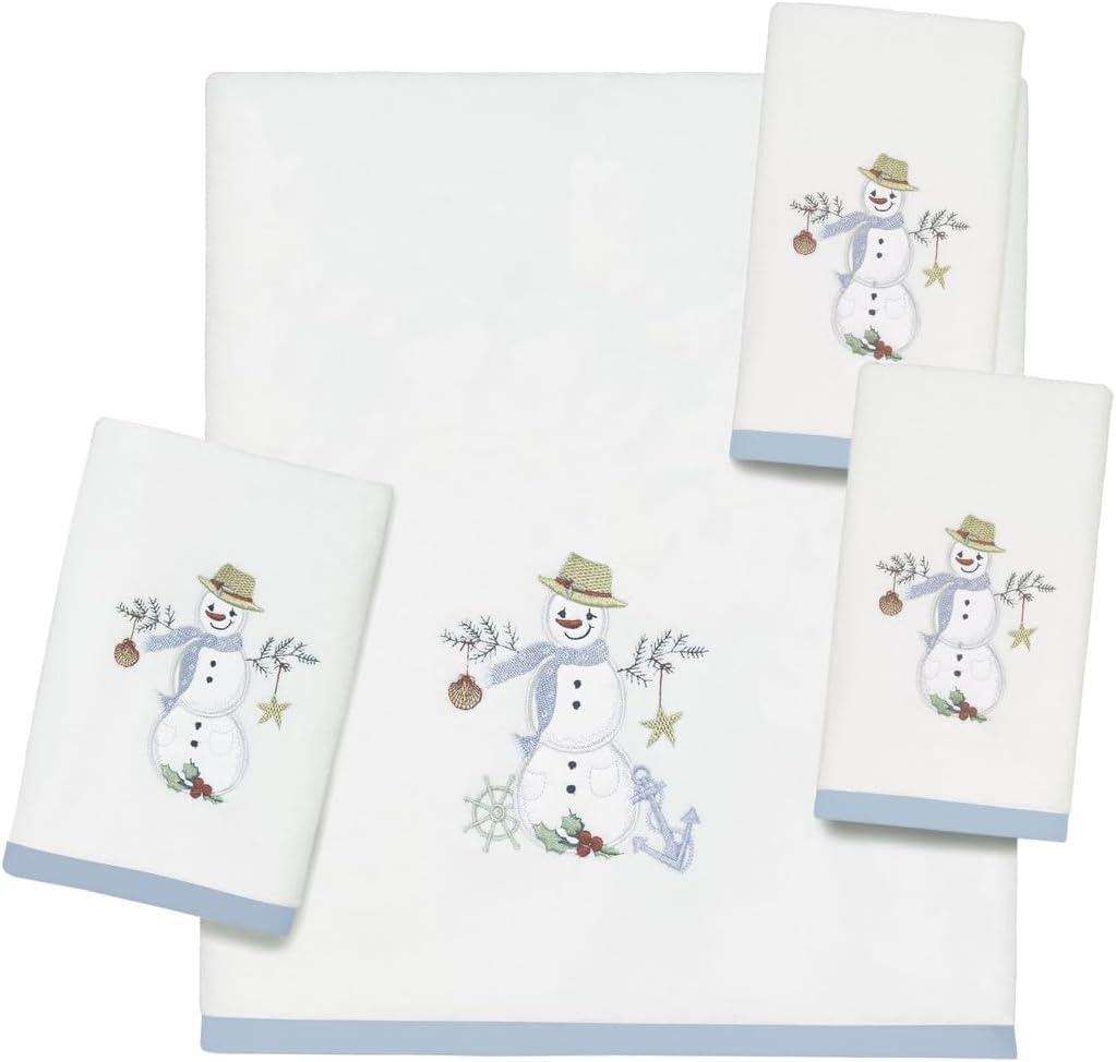 Coastal Snowman Cotton Honeycomb / Waffle Bath Towel