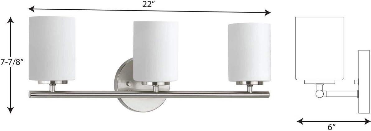 Progress Lighting Replay Collection 3-Light Bath Vanity, Brushed Nickel, Shade Included
