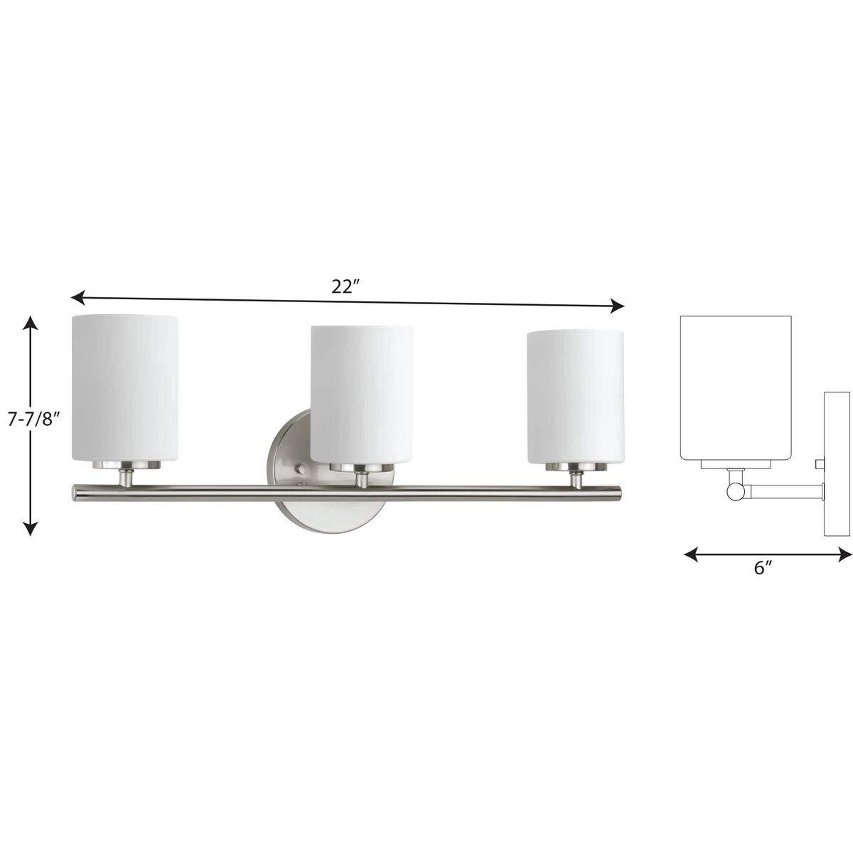 Progress Lighting Replay Collection 3-Light Bath Vanity, Brushed Nickel, Shade Included