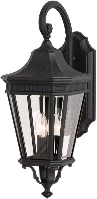 Black Bronze 3-Light Outdoor Wall Lantern with Clear Beveled Glass