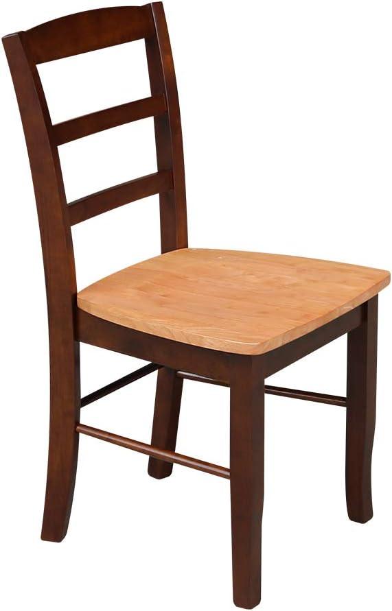 International Concepts Set of 2 Madrid Ladderback Chairs Cinnamon/Espresso: Hardwood Frame, Spot Clean, No Arms