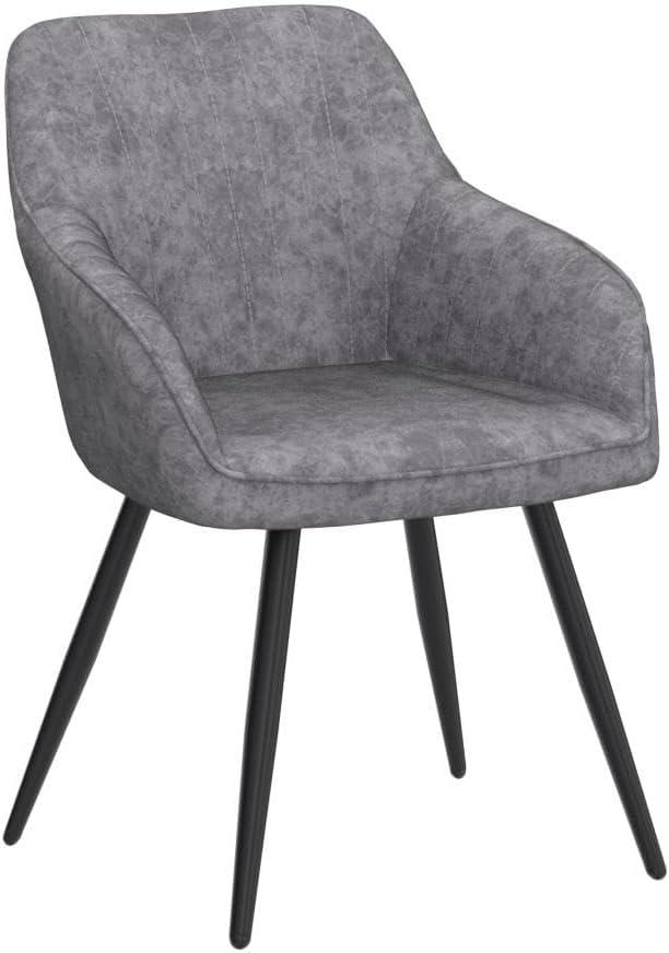 Gray Faux Leather Accent Chairs with Metal Legs, Set of 2