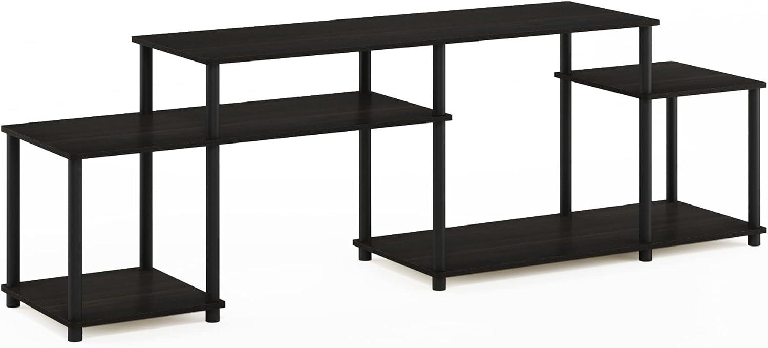 Espresso and Black Composite Wood TV Stand for 55 Inch Screen