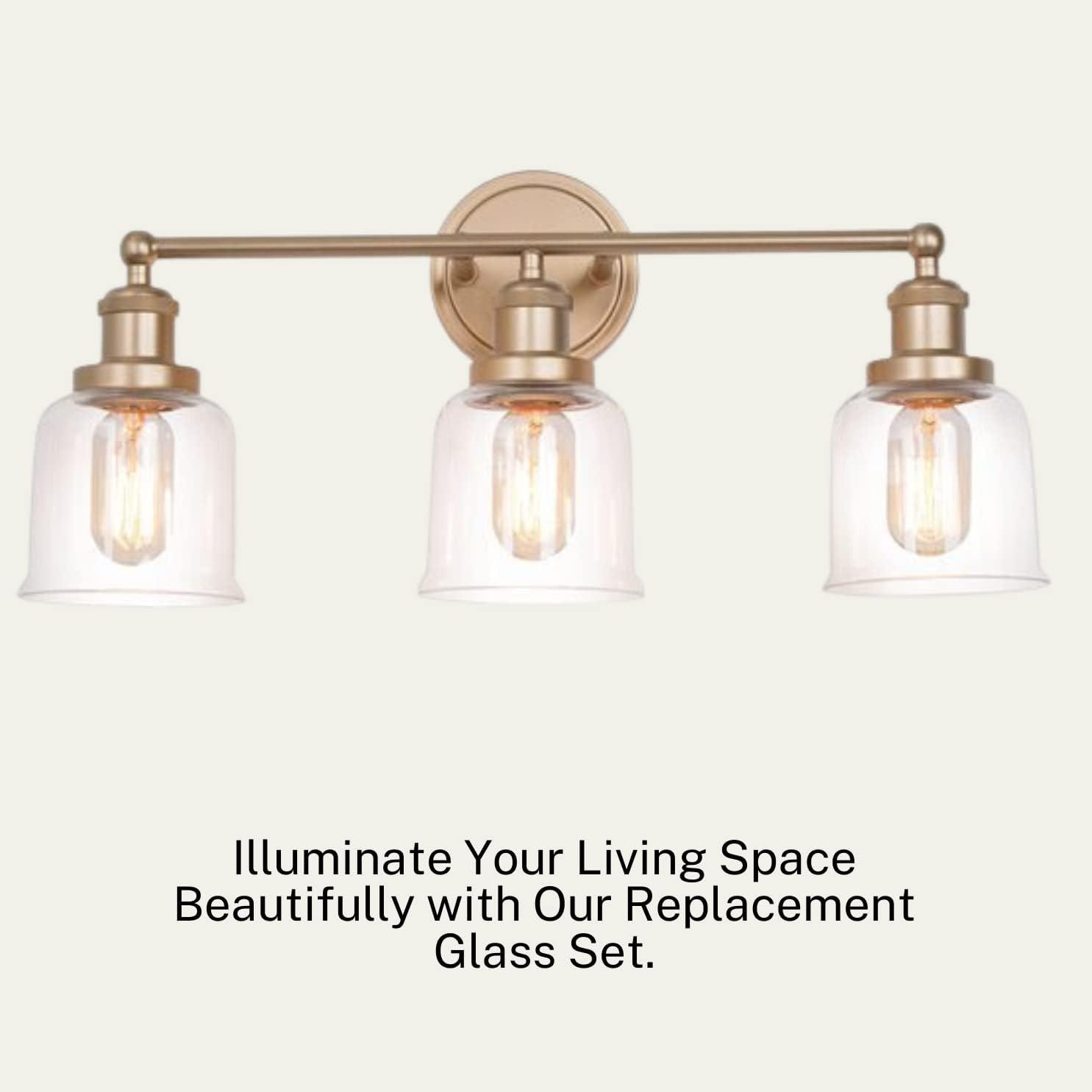 LIGHTACCENT Clear Glass Ceiling Fan Light Covers, Glass Lamp Shade Replacement for Ceiling Fans with Lights, Ceiling Fan Globe Replacement, Fan Light Cover, Black Light, 4-Pack Set of 4