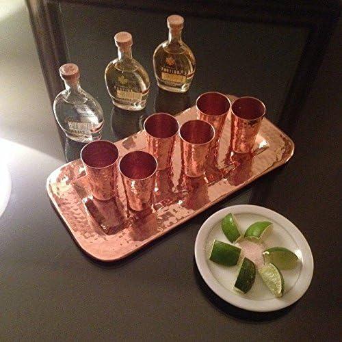 Hand-Hammered Pure Copper Rectangular Serving Tray