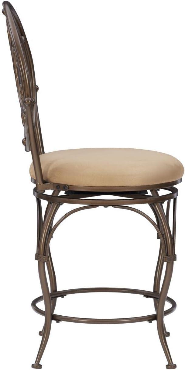 Elegant Traditional 24.5" Swivel Counter Stool, Warm Bronze and Tan Leather