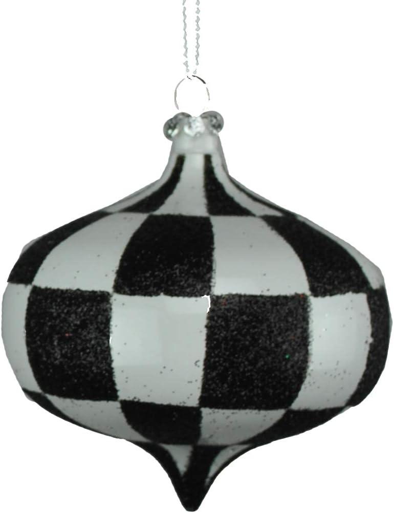 80 mm White & Black Checker Onion Ornament