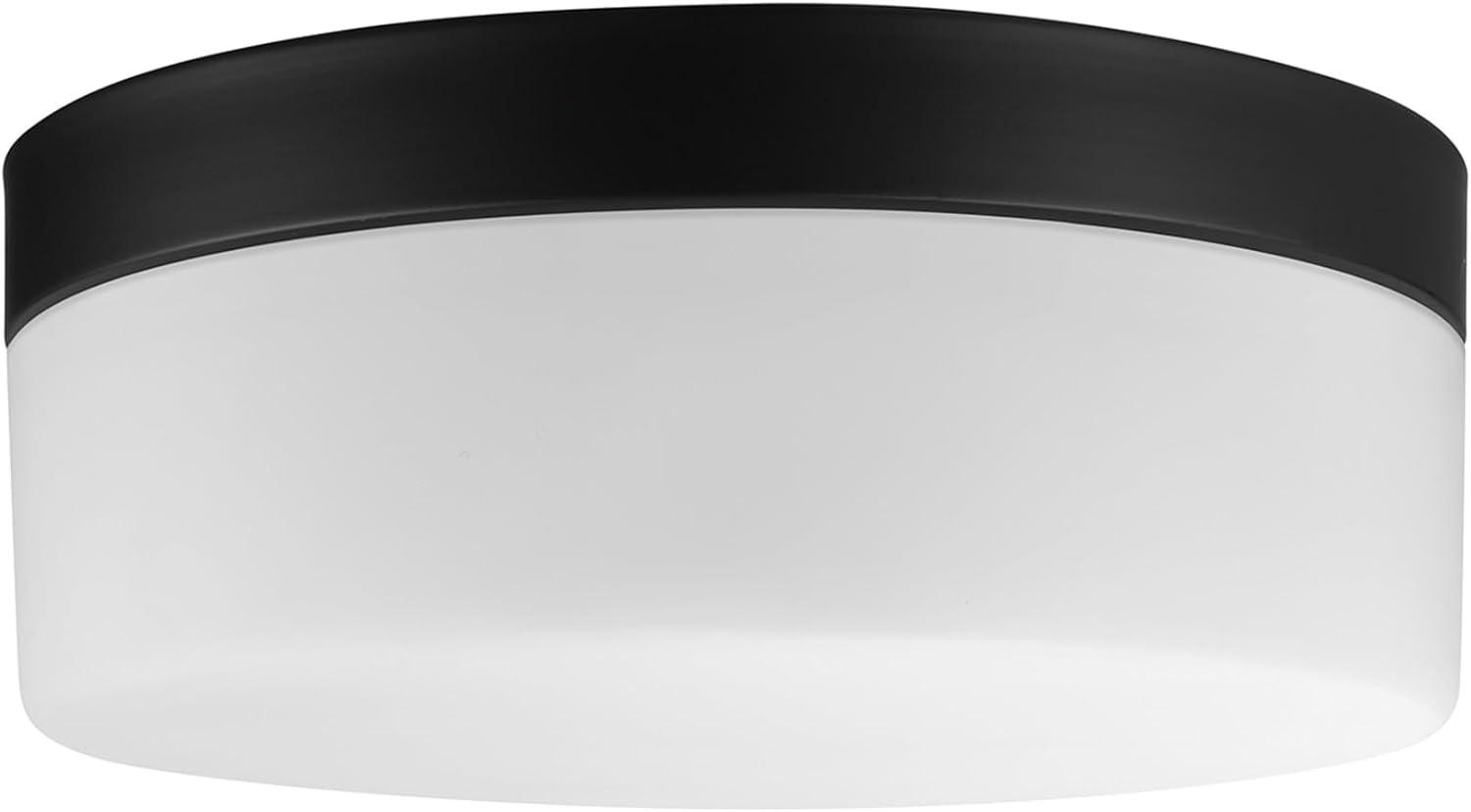 Globe Electric Mark 23-Watt Black LED Integrated Outdoor Flush Mount Ceiling Light with Frosted Glass Shade, 44658