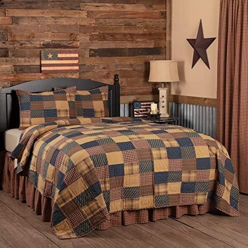 Navy and Beige Cotton King Reversible Quilt Set