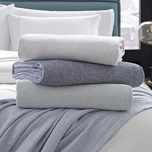 Lightweight Cotton Basketweave Throw Blanket with Fringe