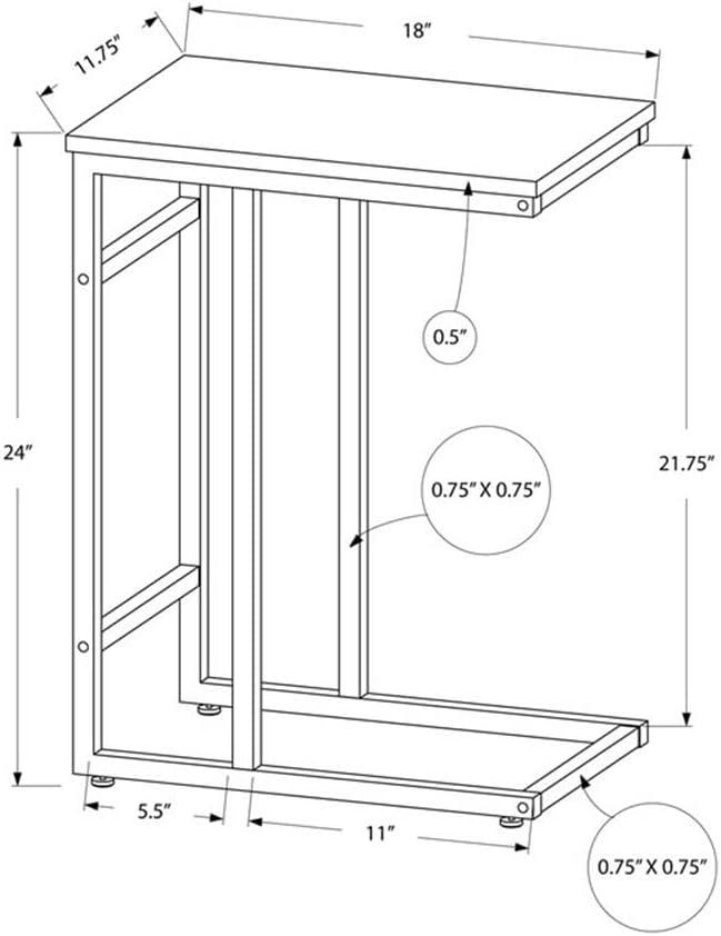 Accent Table C-shaped End Side Snack Bedroom Metal White Marble Look