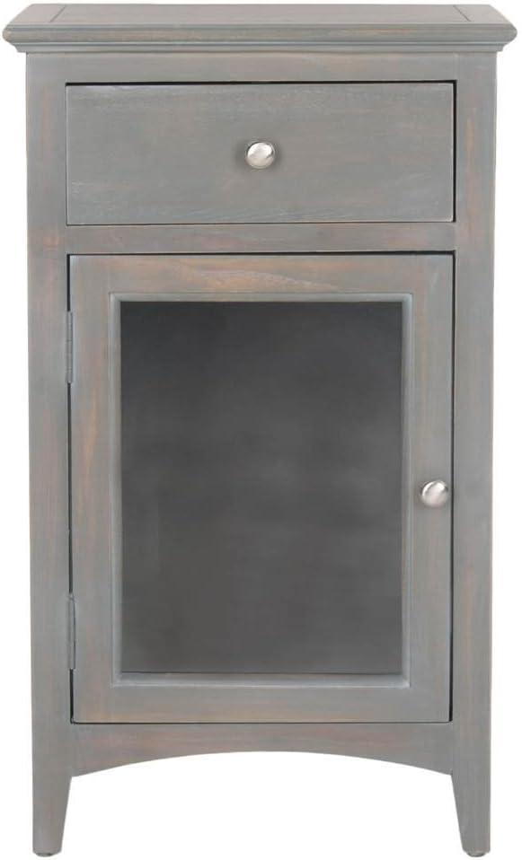 Ziva 1 Drawer Nightstand with Glass Cabinet - Dark Teal - Safavieh.