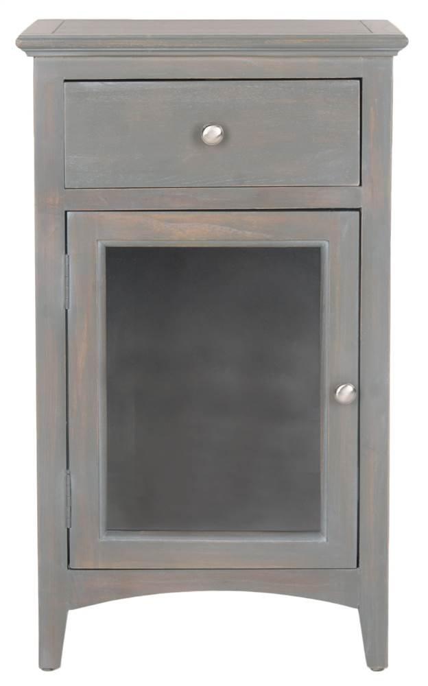Ziva 1 Drawer Nightstand with Glass Cabinet - Dark Teal - Safavieh.