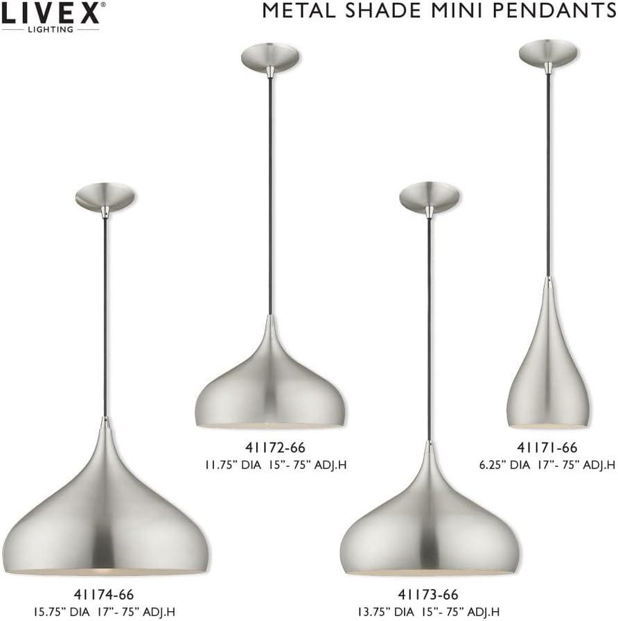 Livex Lighting Amador 1 - Light Pendant in  Shiny Dark Gray/Polished Chrome