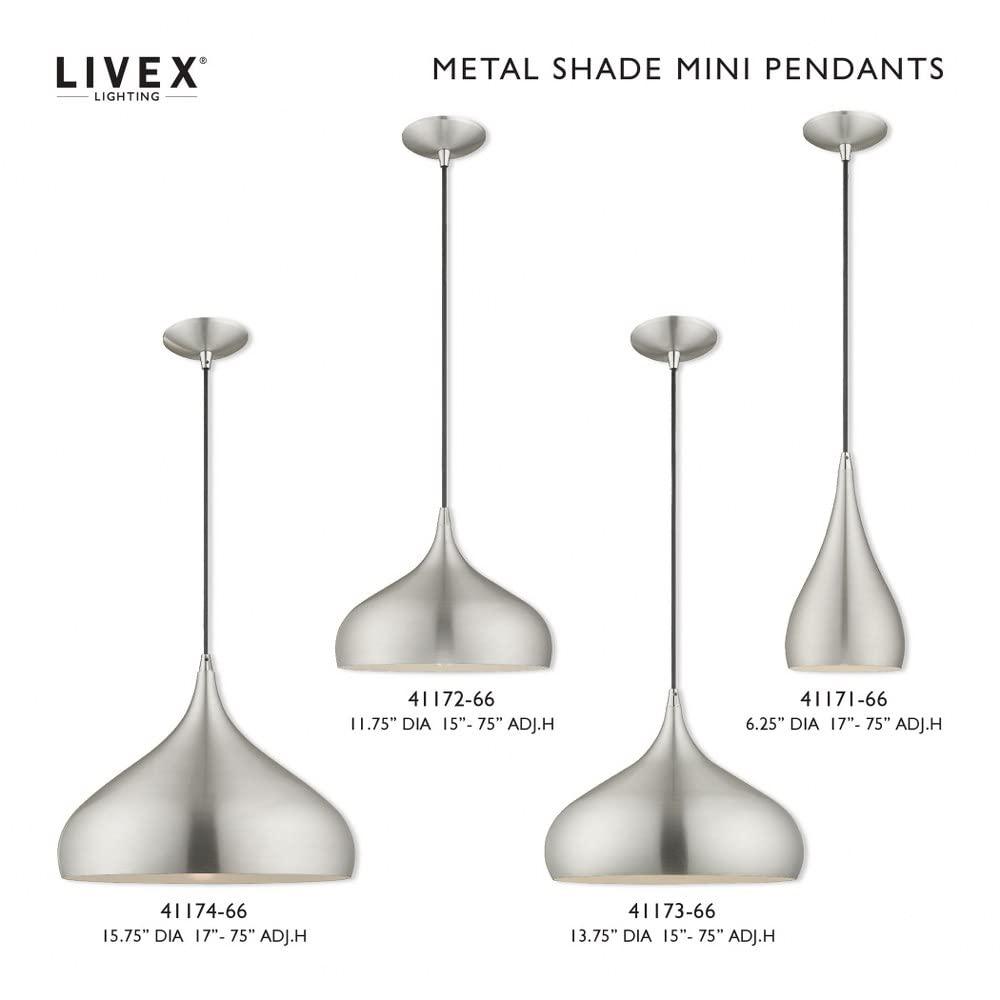 Livex Lighting Amador 1 - Light Pendant in  Textured White/Antique Brass