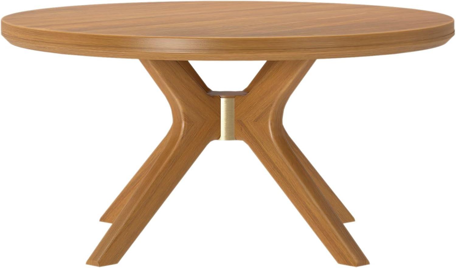 Plank+Beam Cross Leg Round Coffee Table, 36 Inch Wood Coffee Table for Living Room, Modern Center Table, Cocktail Table