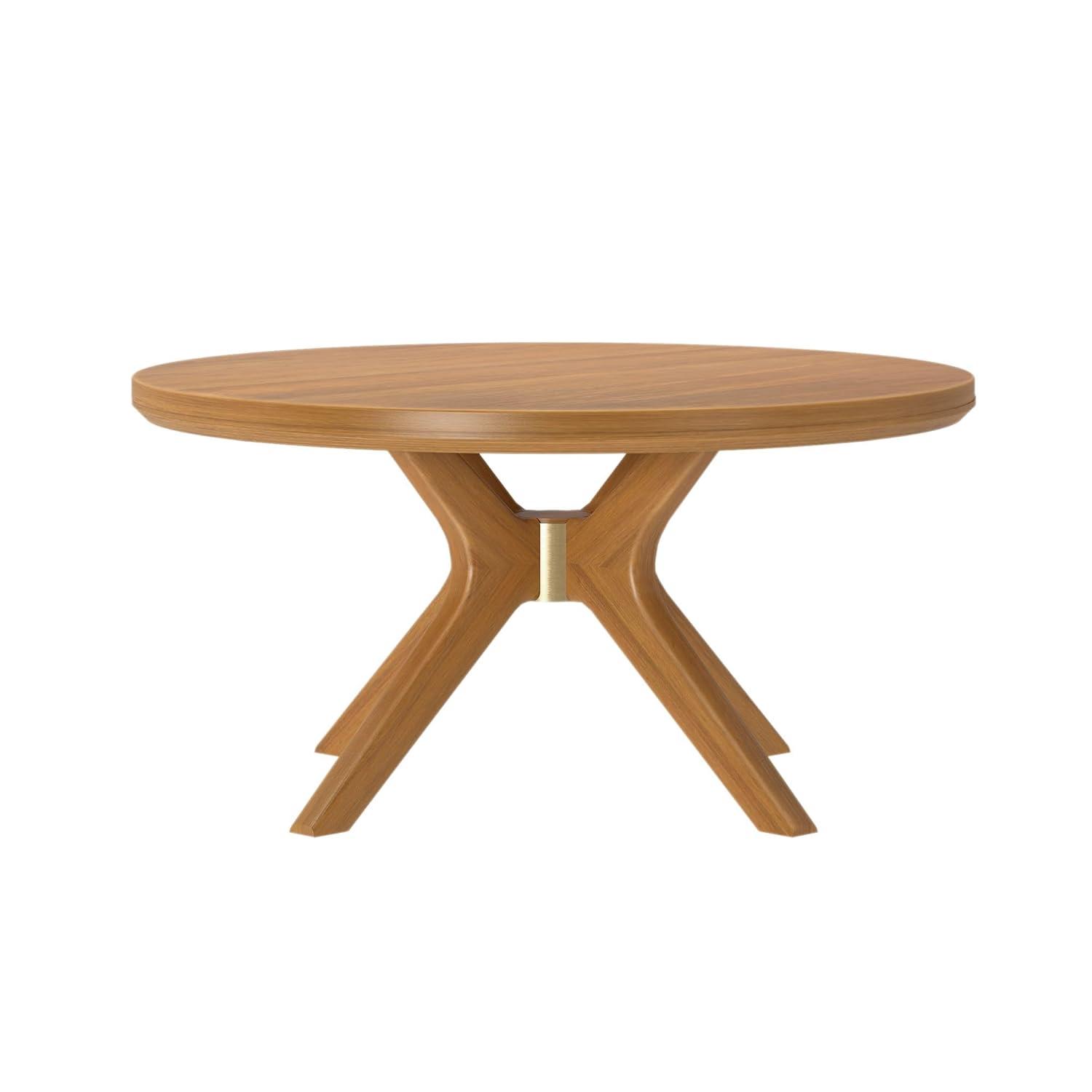 Plank+Beam Solid Wood Cross Leg Round Coffee Table, 36" Coffee Table for Living Room, Modern Center Table, Cocktail Table. Pecan