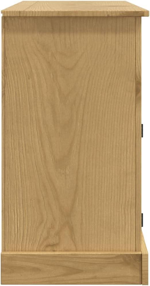 Corona Rustic Brown Solid Pinewood 52" Sideboard with Black Metal Details