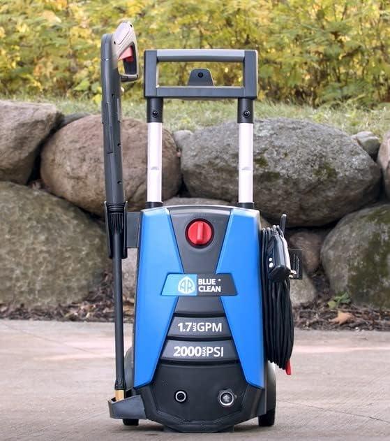 Blue and Black Electric Pressure Washer with Telescopic Handle