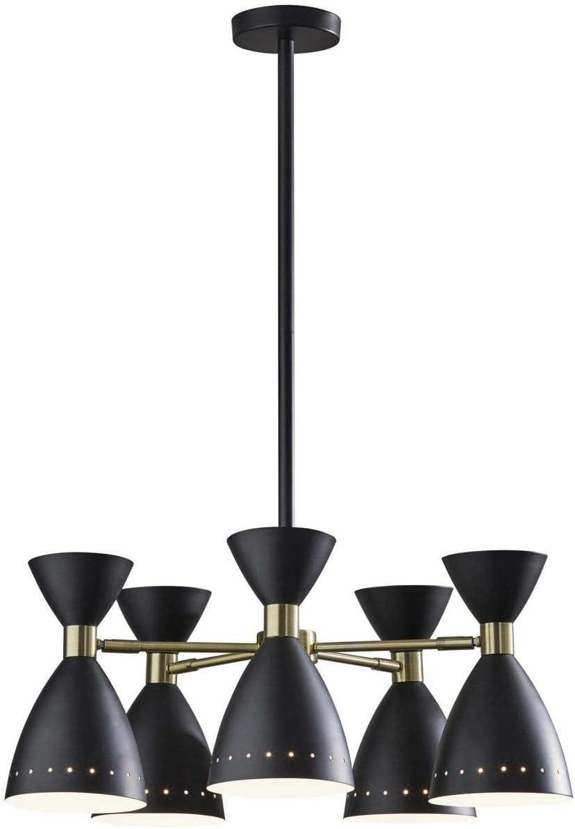 5-Head Oscar Pendant Black - Adesso: Mid-Century Modern, Adjustable, Overhead Island Lighting, ETL Listed