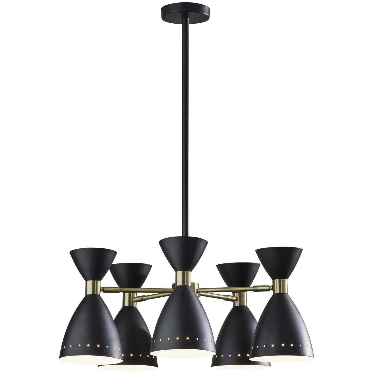 5-Head Oscar Pendant Black - Adesso: Mid-Century Modern, Adjustable, Overhead Island Lighting, ETL Listed