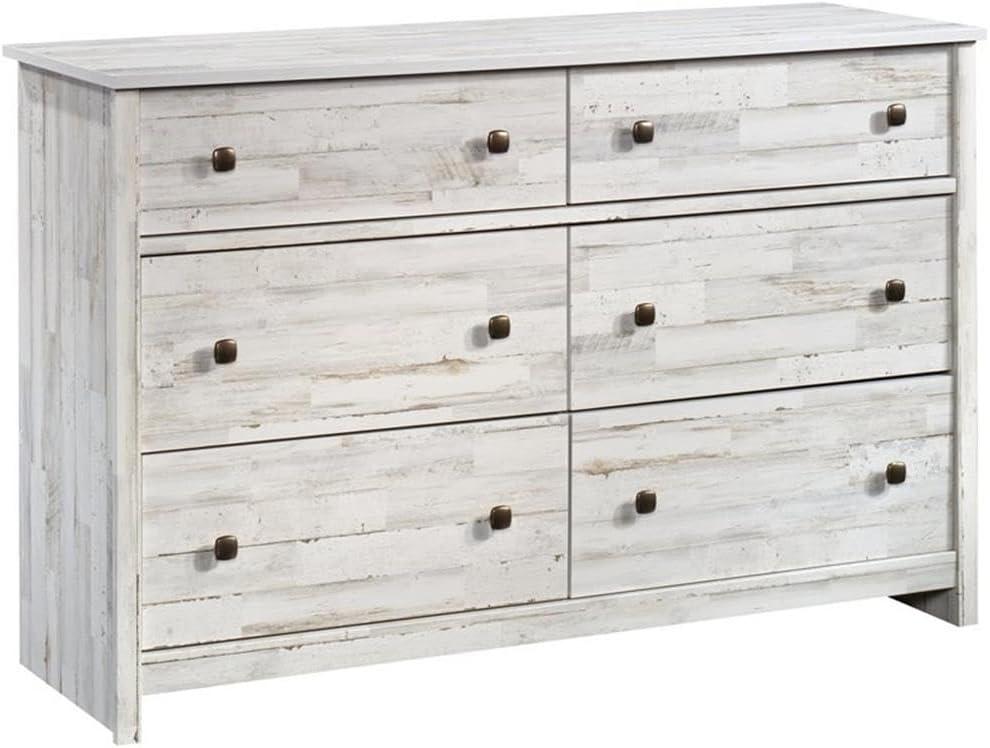 River Ranch 6 Drawer Dresser White Plank - Sauder: Modern Storage Solution for Adult Bedroom