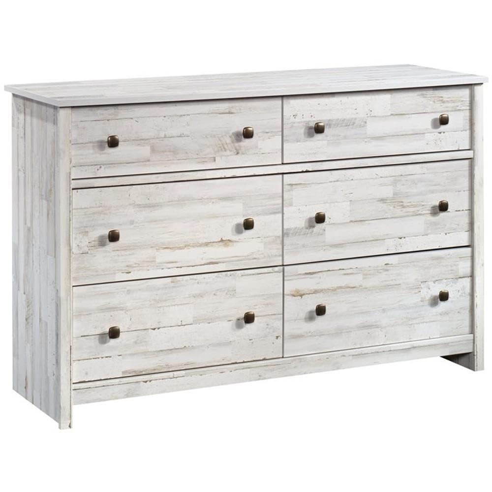 River Ranch 6 Drawer Dresser White Plank - Sauder: Modern Storage Solution for Adult Bedroom