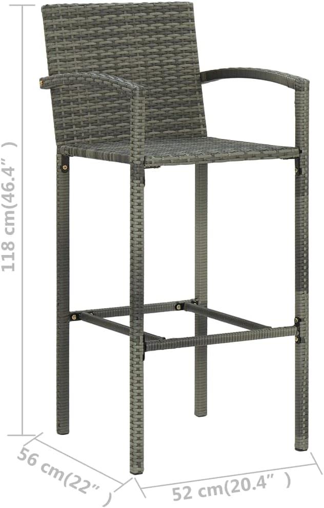vidaXL Bar Stools 2 pcs Black Poly Rattan