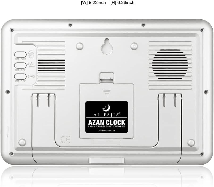 Qsnmieo Azan Clock for USA-Automatic Worldwide Digital 8 Azan Prayer Sounds Islamic Wall and Desk Clock (White)
