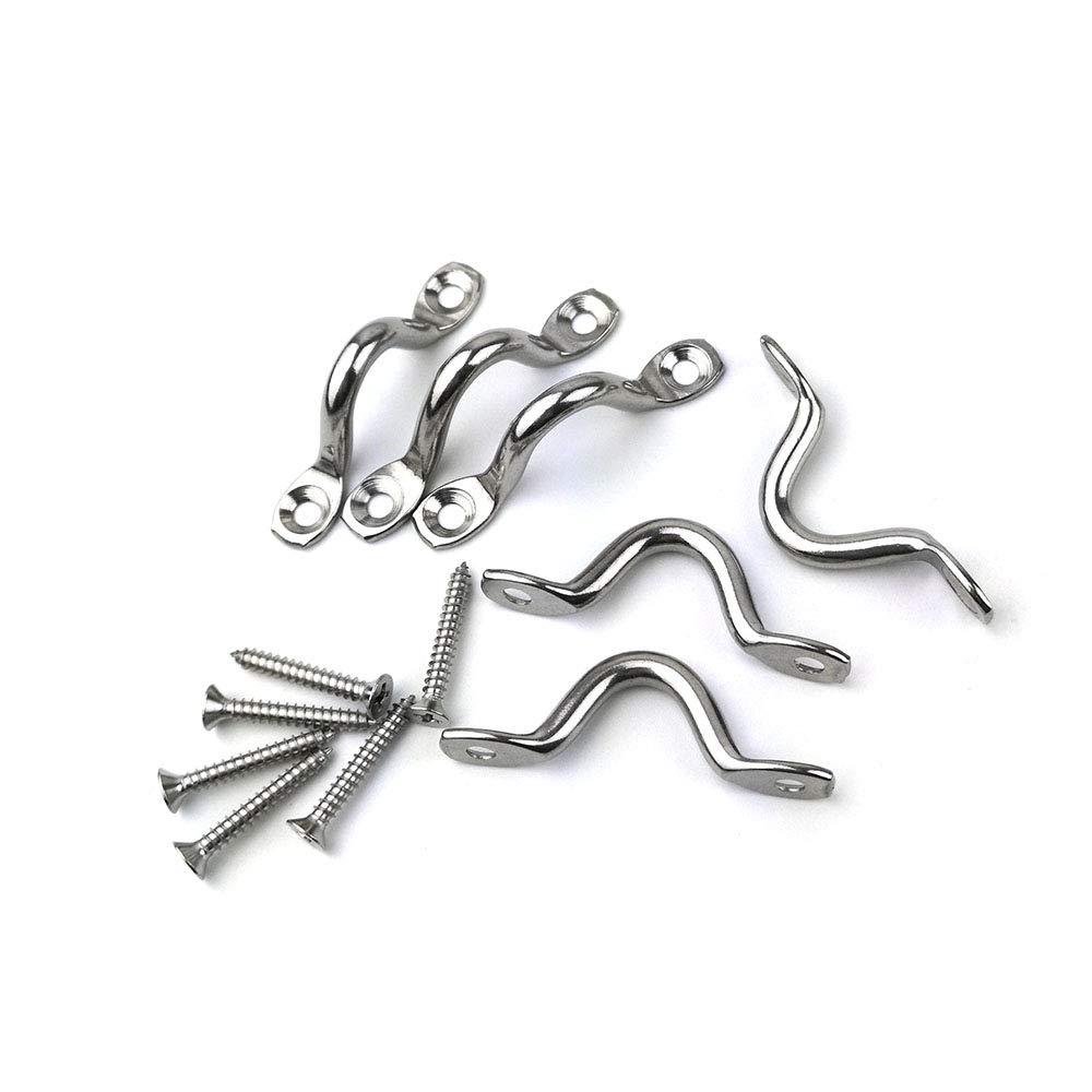 BRT Bearingshui 22Pcs M5 316 Stainless Steel Eye Straps Ceiling Wall Mount U Hook with Screws, Heavy Duty Metal Pad Eyes Plate Snap Eye Strap Drop Ceiling Anchor Hooks Hardware