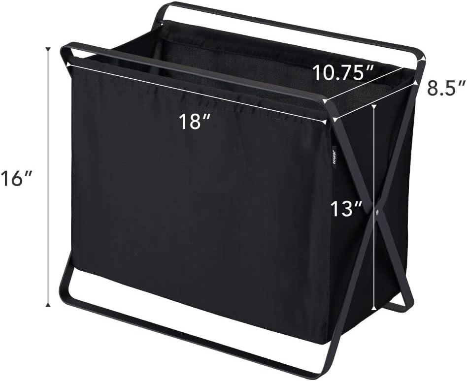 Yamazaki Home Laundry Basket - Foldable Storage Hamper Organizer, Steel, 10.9 gallons, Handles