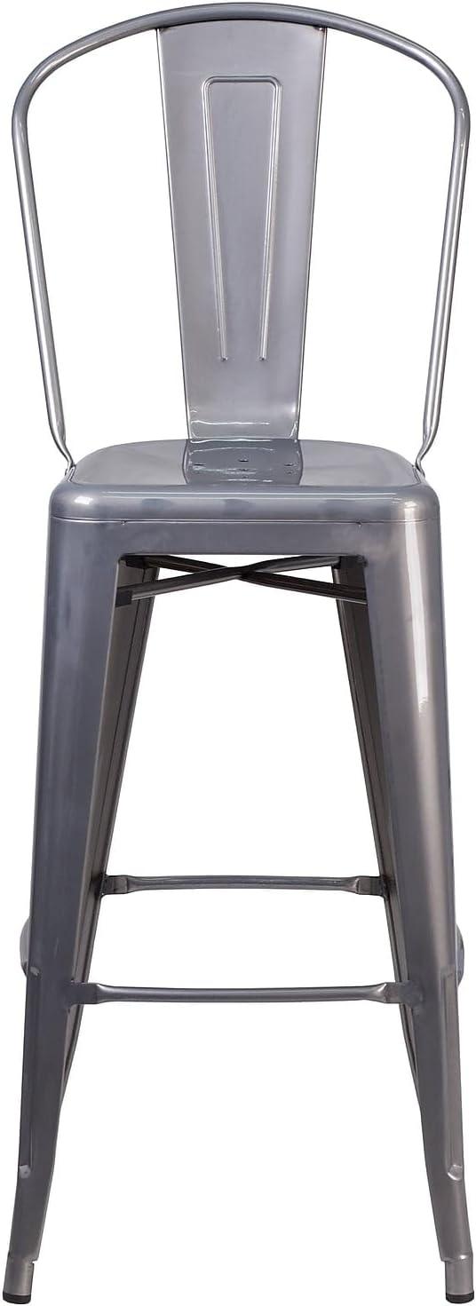 Flash Furniture 30'' High Clear Coated Indoor Barstool with Back