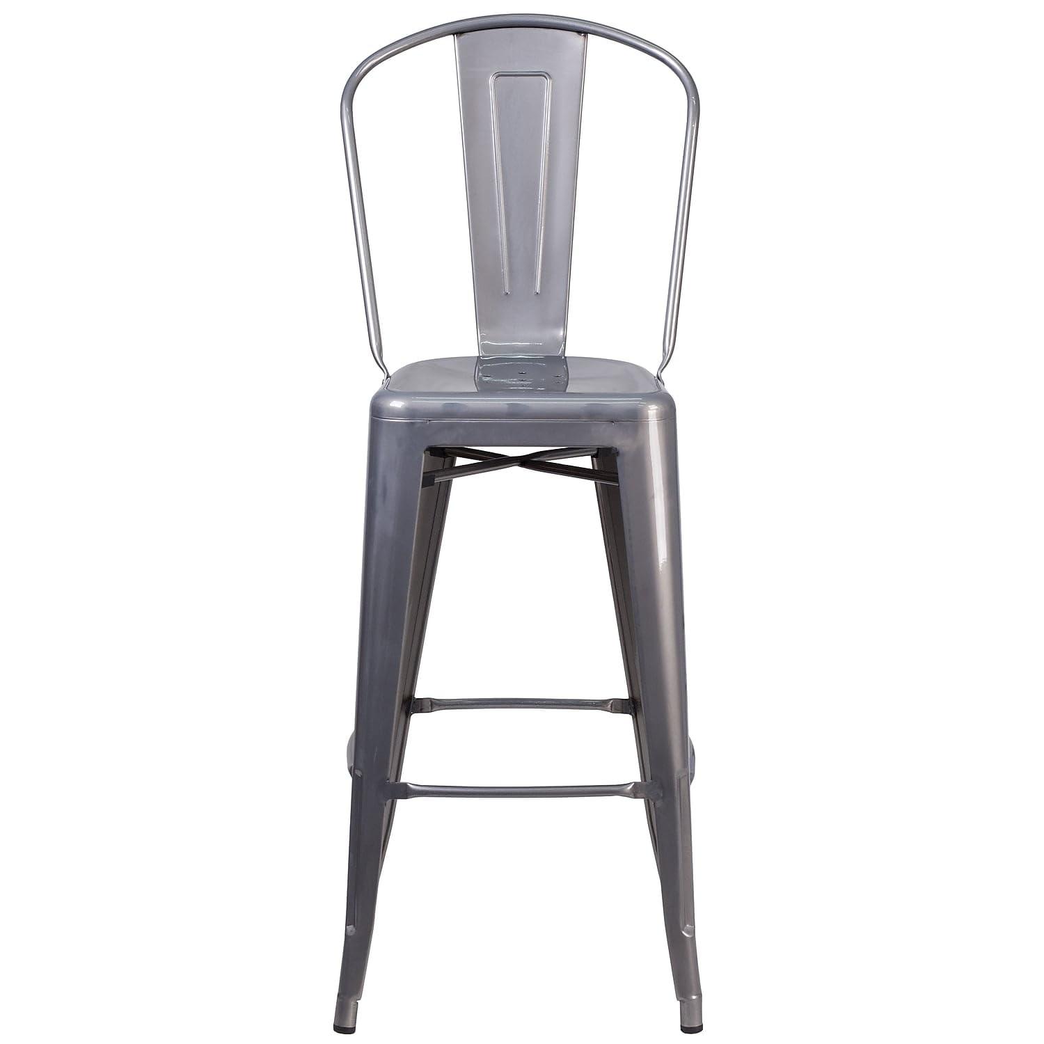 Flash Furniture 30'' High Clear Coated Indoor Barstool with Back
