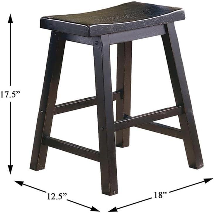 Homelegance 18 Inch Dining Height Wooden Saddleback Seat Barstool, Black
