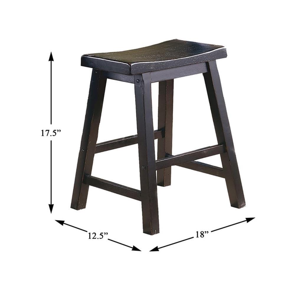 Homelegance 18 Inch Dining Height Wooden Saddleback Seat Barstool, Black